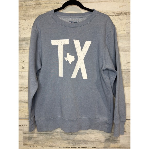 BURLEBO Tops - Burlebo Sweatshirt Women Large Blue Distressed Texas TX Graphic Flawed*